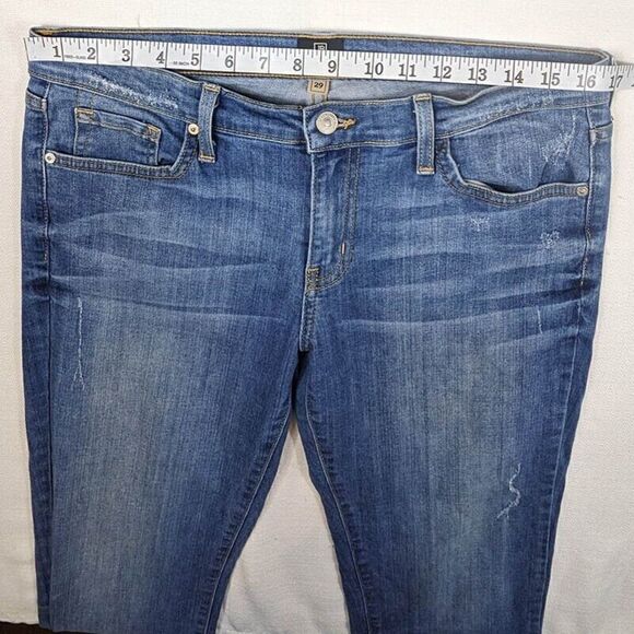 JB Just Black Jeans Womens 29 Light Wash Distressed Whiskered Straight Denim - Picture 8 of 15